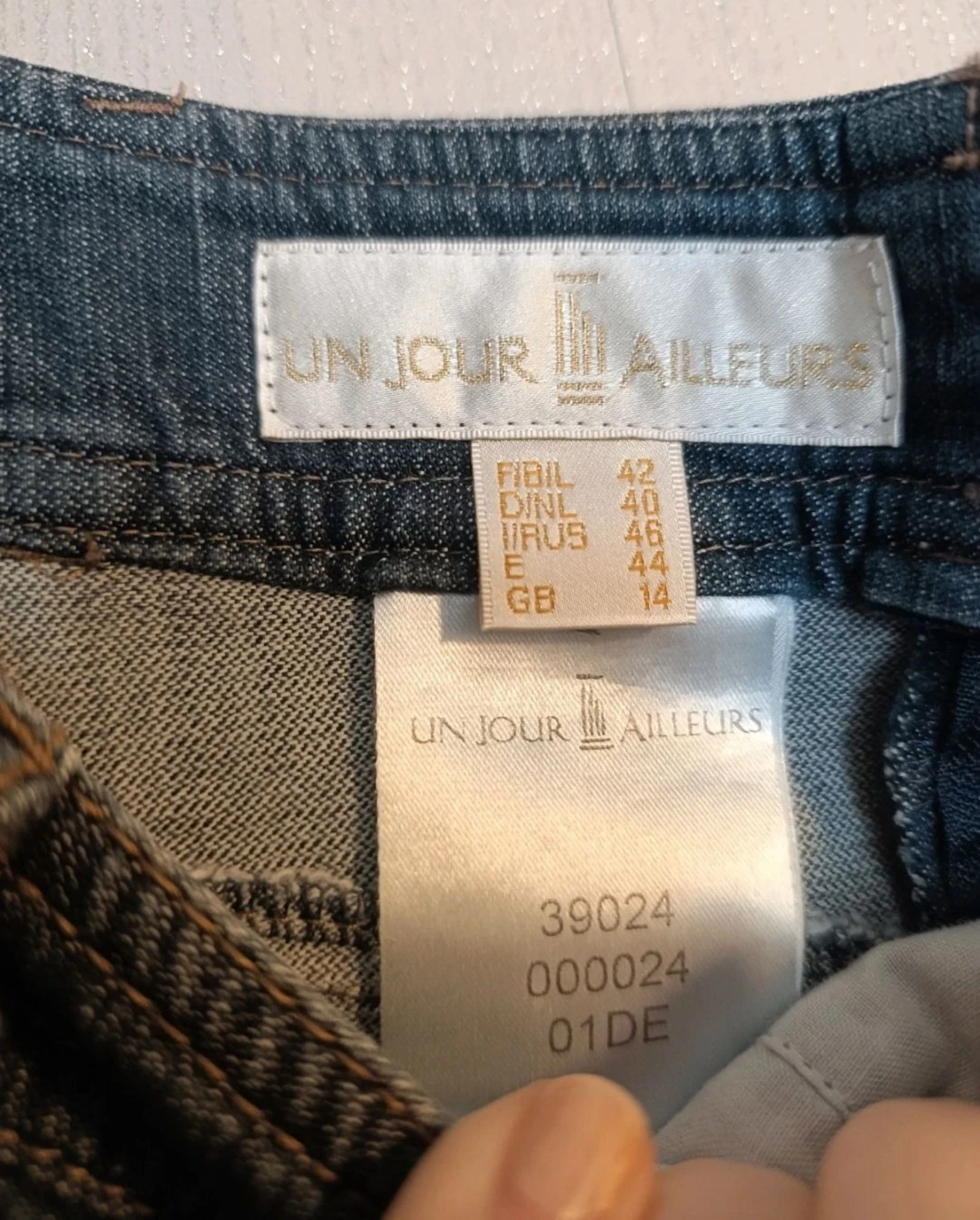Long denim skirt Un Jour Ailleurs – Size 42 – Dark blue – photo 2